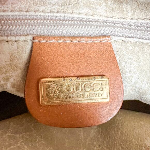 Vintage GUCCI Tan Leather and Canvas Crossbody Bag - Picture 10 of 13